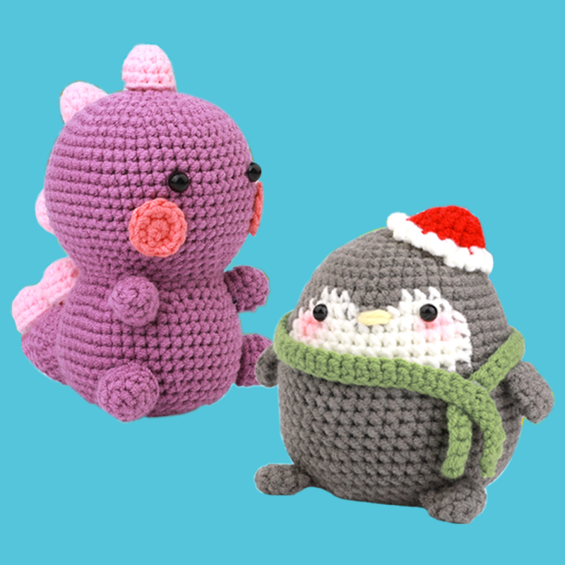 Dinosaur & Penguin Crochet Kits Bundles